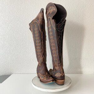 Lane LEXINGTON Over the Knee Womens Cowboy Boots Sz 7 Brown Western Cowgirl Tall